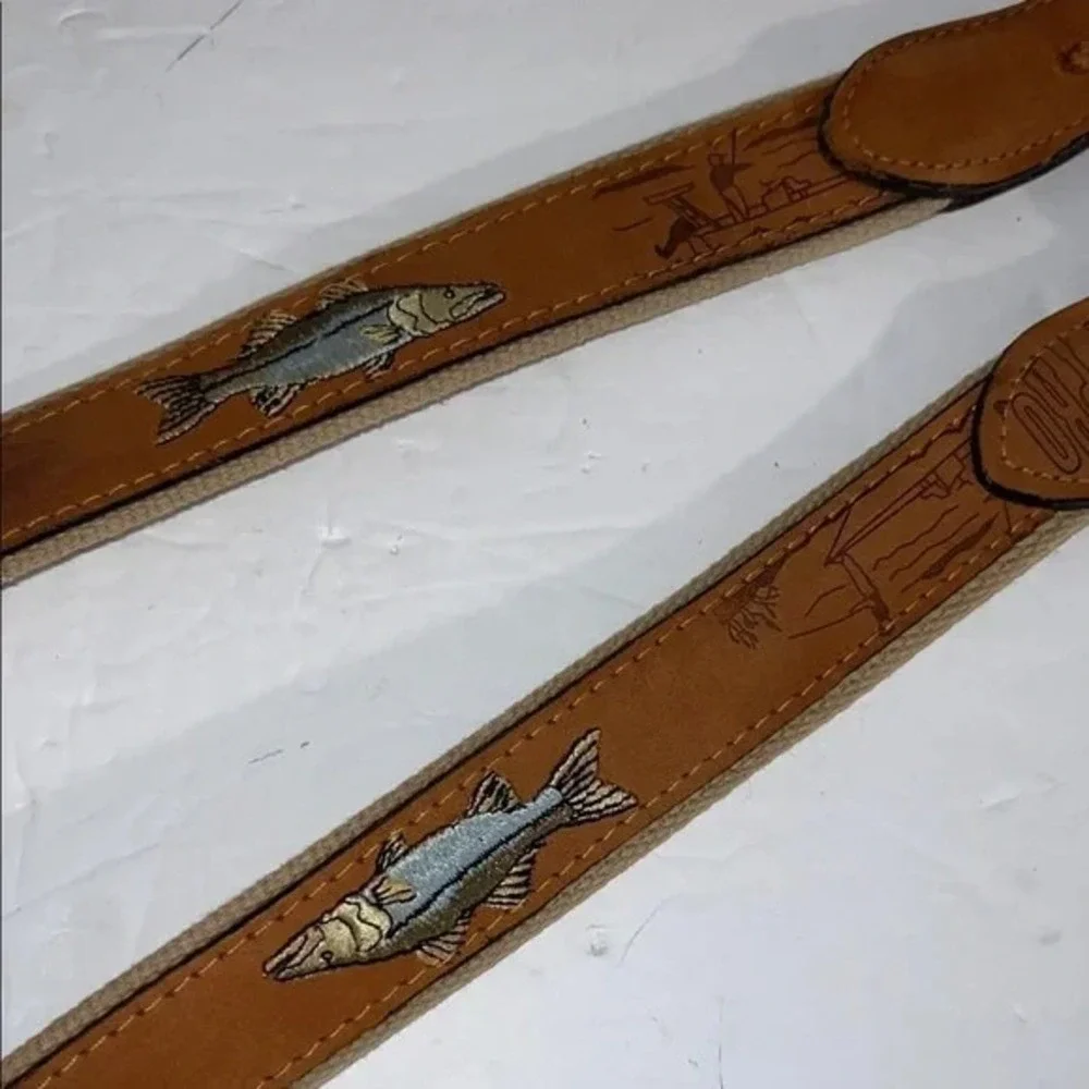 ZEP-PRO Embroidered Nubuck Fishing Scene Outdoor Wildlife Belt Size‎ 36